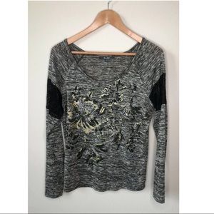 Miss Me Gold Metallic Embroidered Top with Embelli